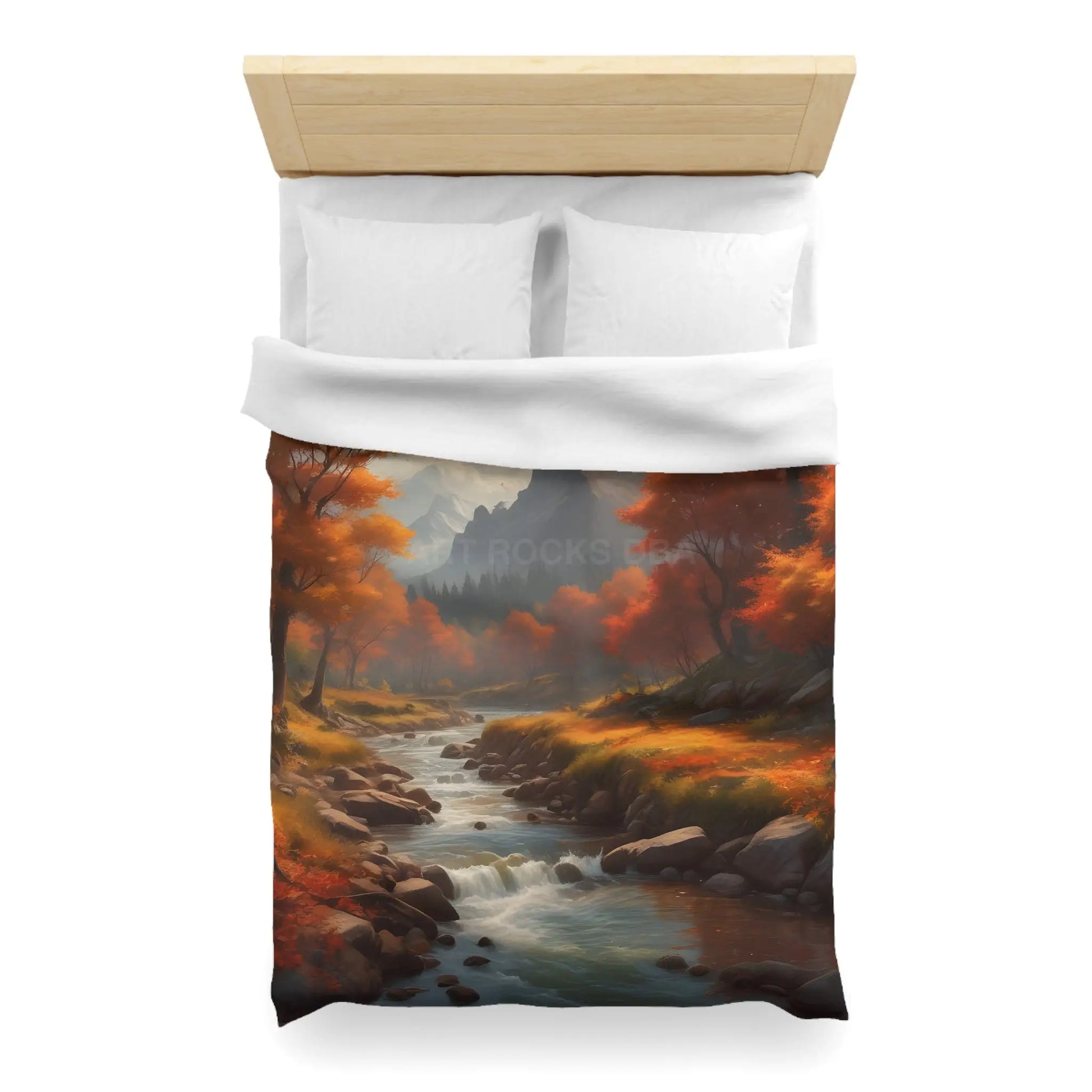 Autumn Creek Landscape Microfiber Duvet Cover - Cozy Fall Home Decor - Home Decor
