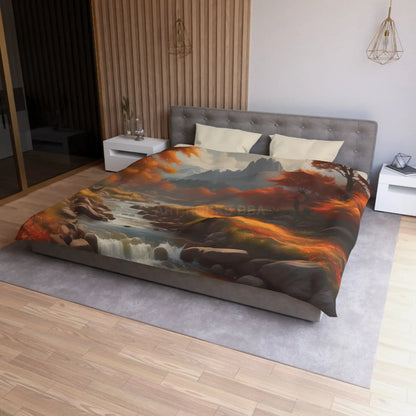Autumn Creek Landscape Microfiber Duvet Cover - Cozy Fall Home Decor - Home Decor