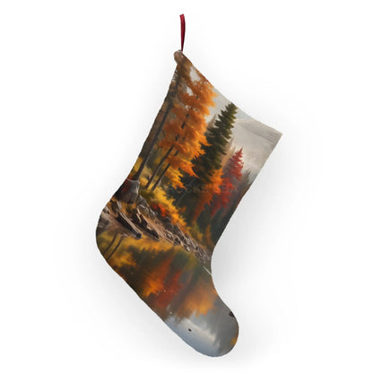 Autumn Forest Christmas Stocking – Scenic Lake Holiday Decoration - One size - Home Decor