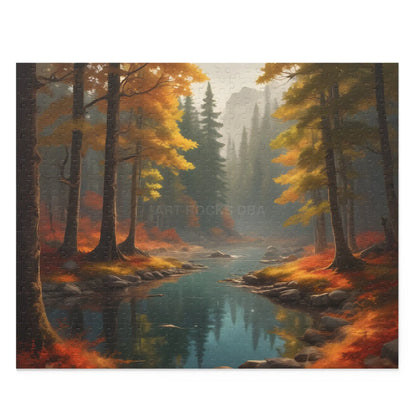 Autumn Forest Creek Jigsaw Puzzle — (120/252/500 pieces) - 20’’ × 16’’ (500 pcs) - Puzzle