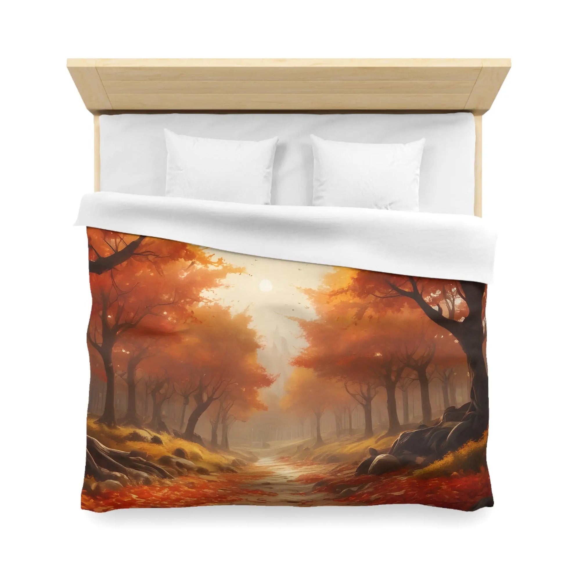 Autumn Forest Microfiber Duvet Cover | Cozy Fall Bedding Seasonal Home Decor Nature-Inspired Thanksgiving Gift - Home