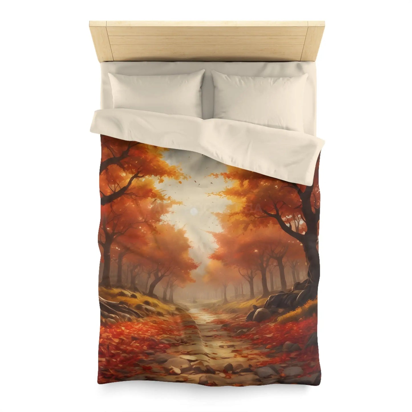 Autumn Forest Microfiber Duvet Cover | Cozy Fall Bedding Seasonal Home Decor Nature-Inspired Thanksgiving Gift - Home
