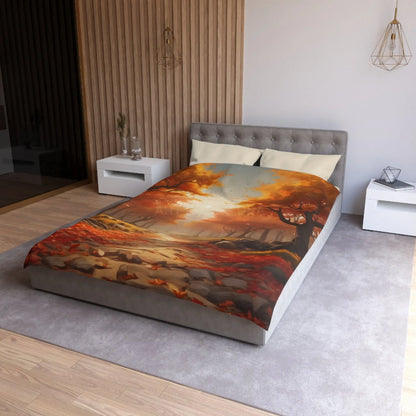 Autumn Forest Microfiber Duvet Cover | Cozy Fall Bedding Seasonal Home Decor Nature-Inspired Thanksgiving Gift - Home