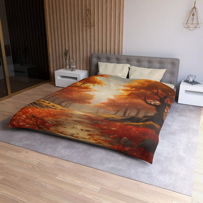 Autumn Forest Microfiber Duvet Cover | Cozy Fall Bedding Seasonal Home Decor Nature-Inspired Thanksgiving Gift - Home