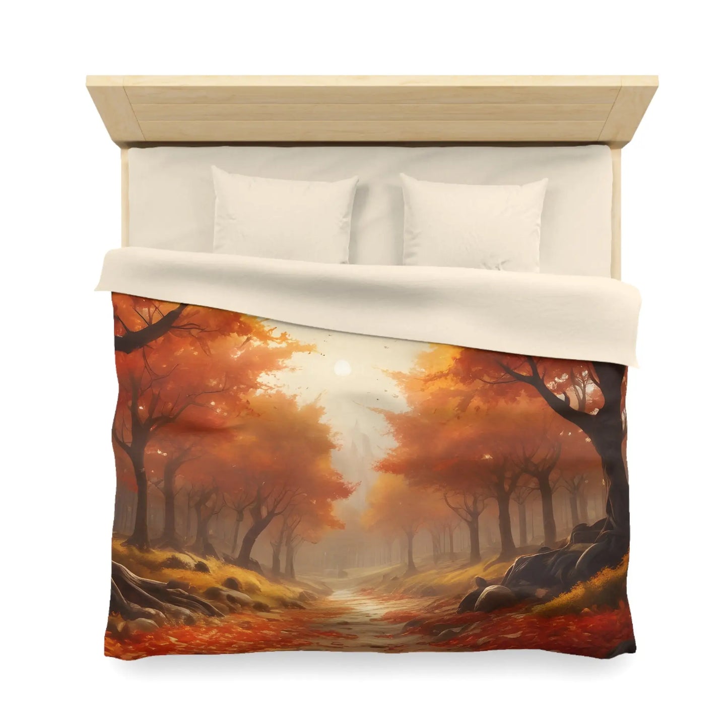 Autumn Forest Microfiber Duvet Cover | Cozy Fall Bedding Seasonal Home Decor Nature-Inspired Thanksgiving Gift - Home