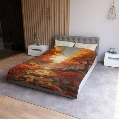 Autumn Forest Microfiber Duvet Cover | Cozy Fall Bedding Seasonal Home Decor Nature-Inspired Thanksgiving Gift - Home