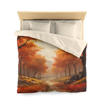 Autumn Forest Microfiber Duvet Cover | Cozy Fall Bedding Seasonal Home Decor Nature-Inspired Thanksgiving Gift - Home