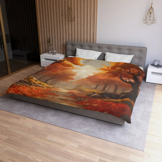 Autumn Forest Microfiber Duvet Cover | Cozy Fall Bedding Seasonal Home Decor Nature-Inspired Thanksgiving Gift - King