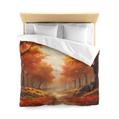 Autumn Forest Microfiber Duvet Cover | Cozy Fall Bedding Seasonal Home Decor Nature-Inspired Thanksgiving Gift - Home