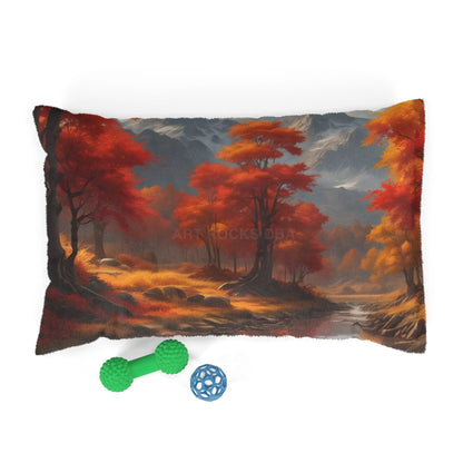 Autumn Forest Pet Bed — Cozy Fall Landscape Dog & Cat Pillow - 28’’ × 18’’ - Pets