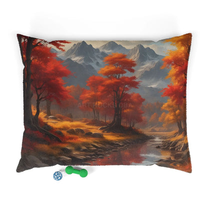 Autumn Forest Pet Bed — Cozy Fall Landscape Dog & Cat Pillow - 50’’ × 40’’ - Pets