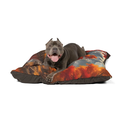 Autumn Forest Pet Bed — Cozy Fall Landscape Dog & Cat Pillow - Pets