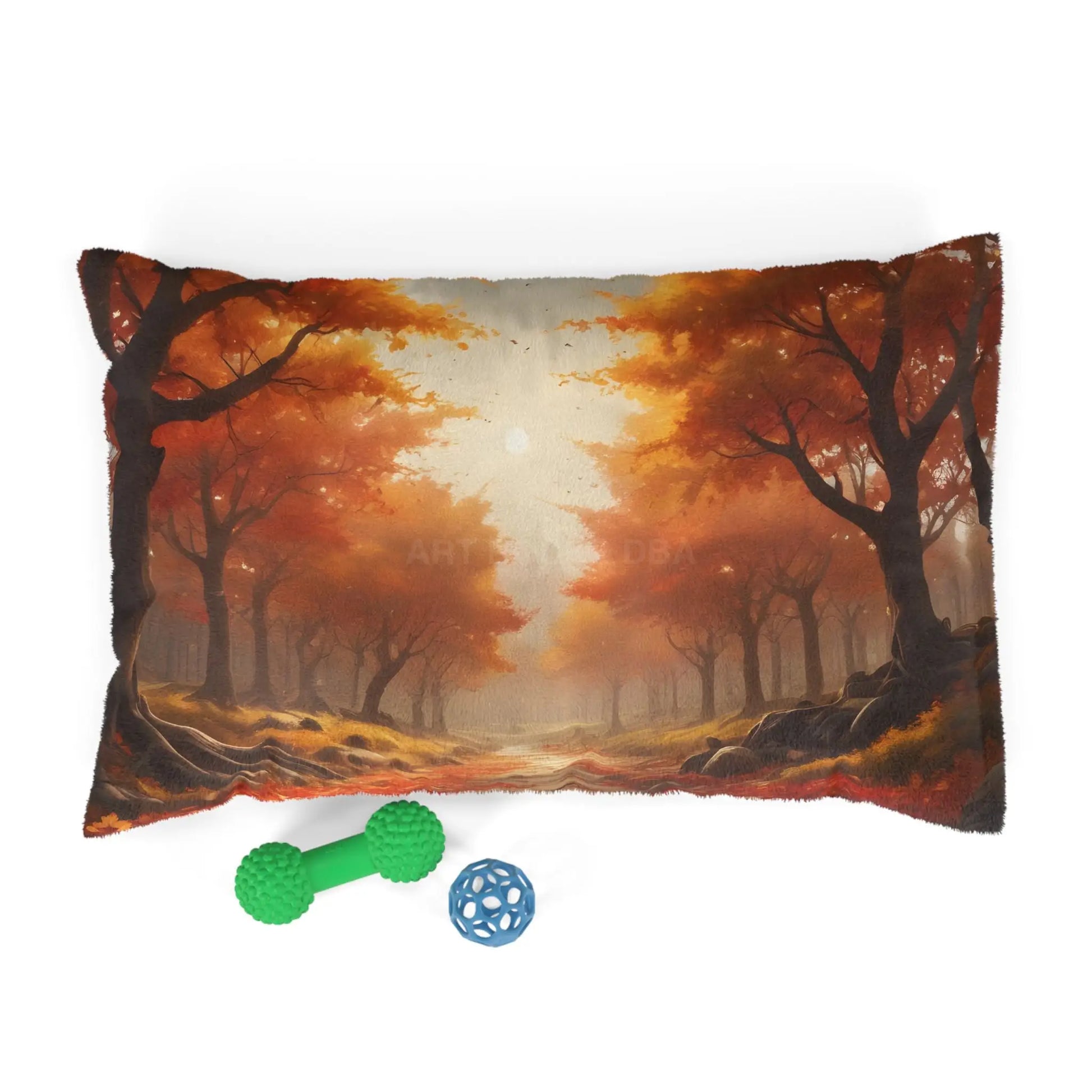 Autumn Forest Pet Bed — Cozy Fall Woodland Dog & Cat Cushion - 28’’ × 18’’ - Pets