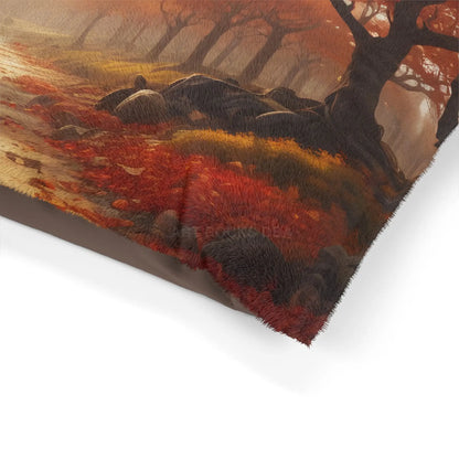 Autumn Forest Pet Bed — Cozy Fall Woodland Dog & Cat Cushion - Pets
