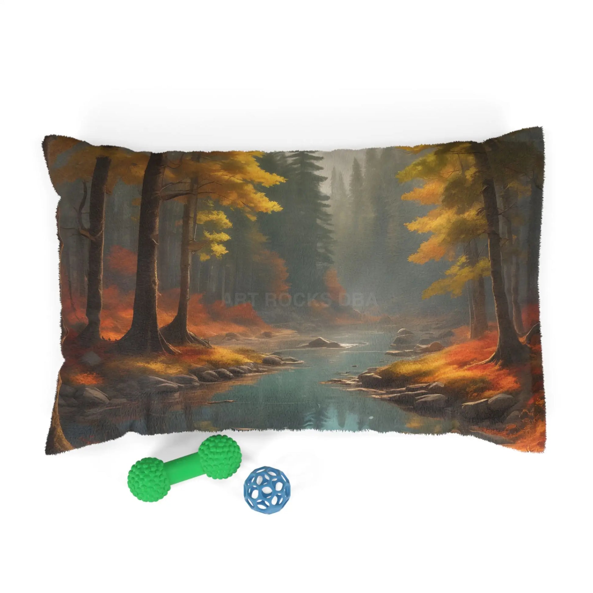 Autumn Forest Pet Bed — Cozy Scenic Dog & Cat Pillow - 28’’ × 18’’ - Pets