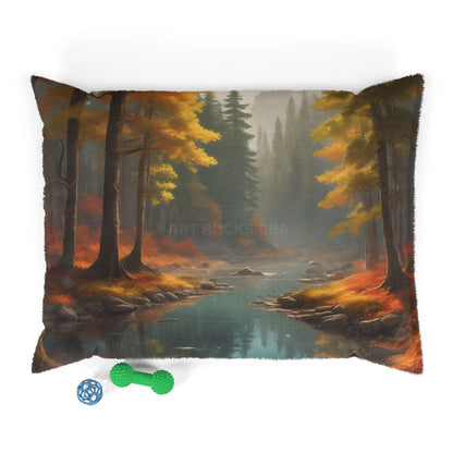 Autumn Forest Pet Bed — Cozy Scenic Dog & Cat Pillow - 40’’ × 30’’ - Pets