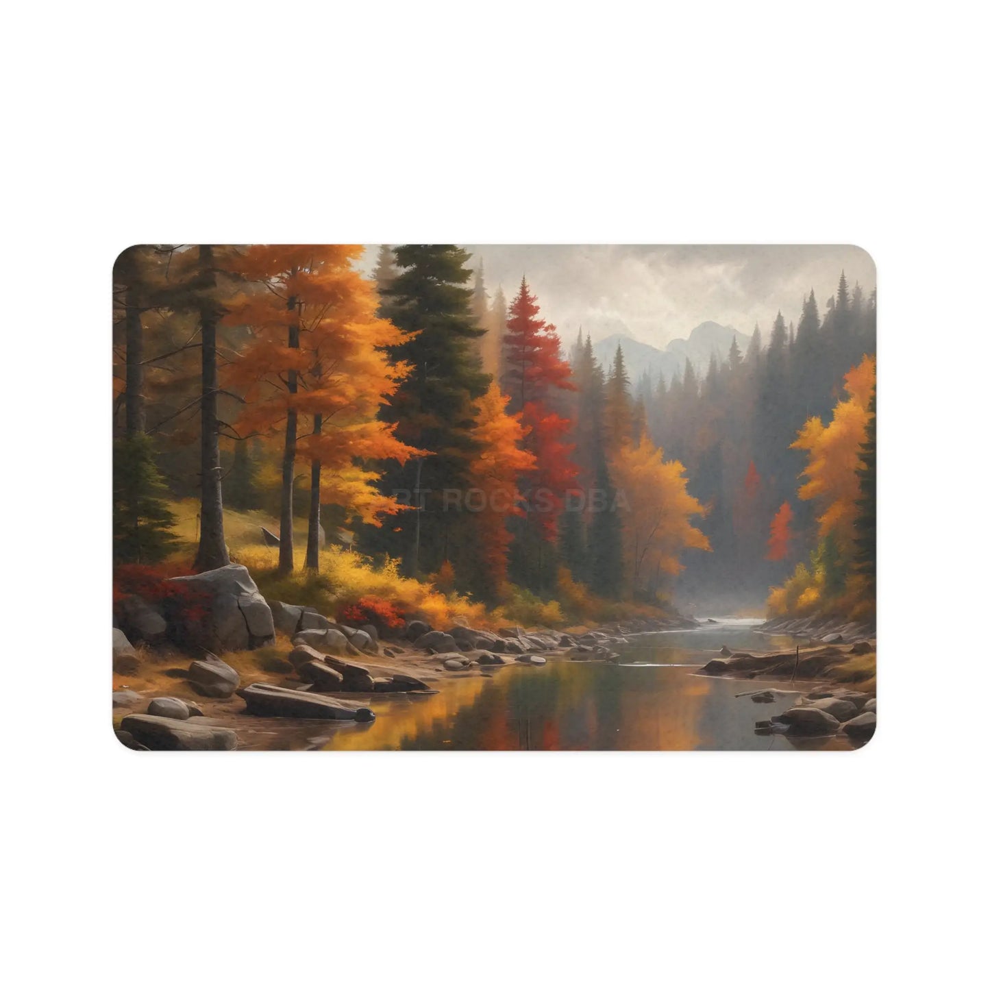 Autumn Forest Pet Food Mat (12x18) — Scenic Fall River Placemat for Dogs & Cats - 12’’ × 18’’ / Rectangle - Pets