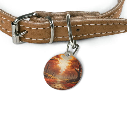 Autumn Forest Pet Tag — Fall Leaves Scenic Dog & Cat ID Charm - 1’’ - Pets
