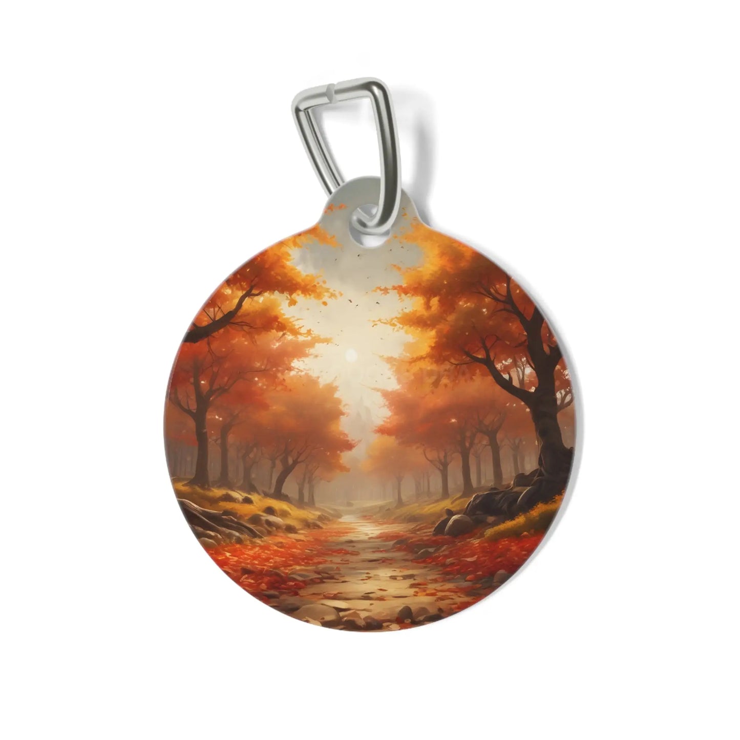 Autumn Forest Pet Tag — Fall Leaves Scenic Dog & Cat ID Charm - 1’’ - Pets
