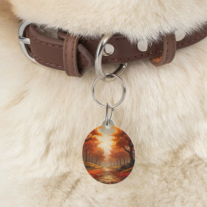 Autumn Forest Pet Tag — Fall Leaves Scenic Dog & Cat ID Charm - 1’’ - Pets