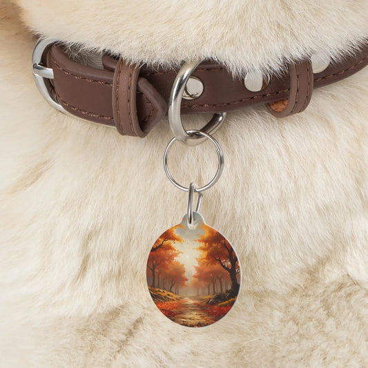 Autumn Forest Pet Tag — Fall Leaves Scenic Dog & Cat ID Charm - 1’’ - Pets