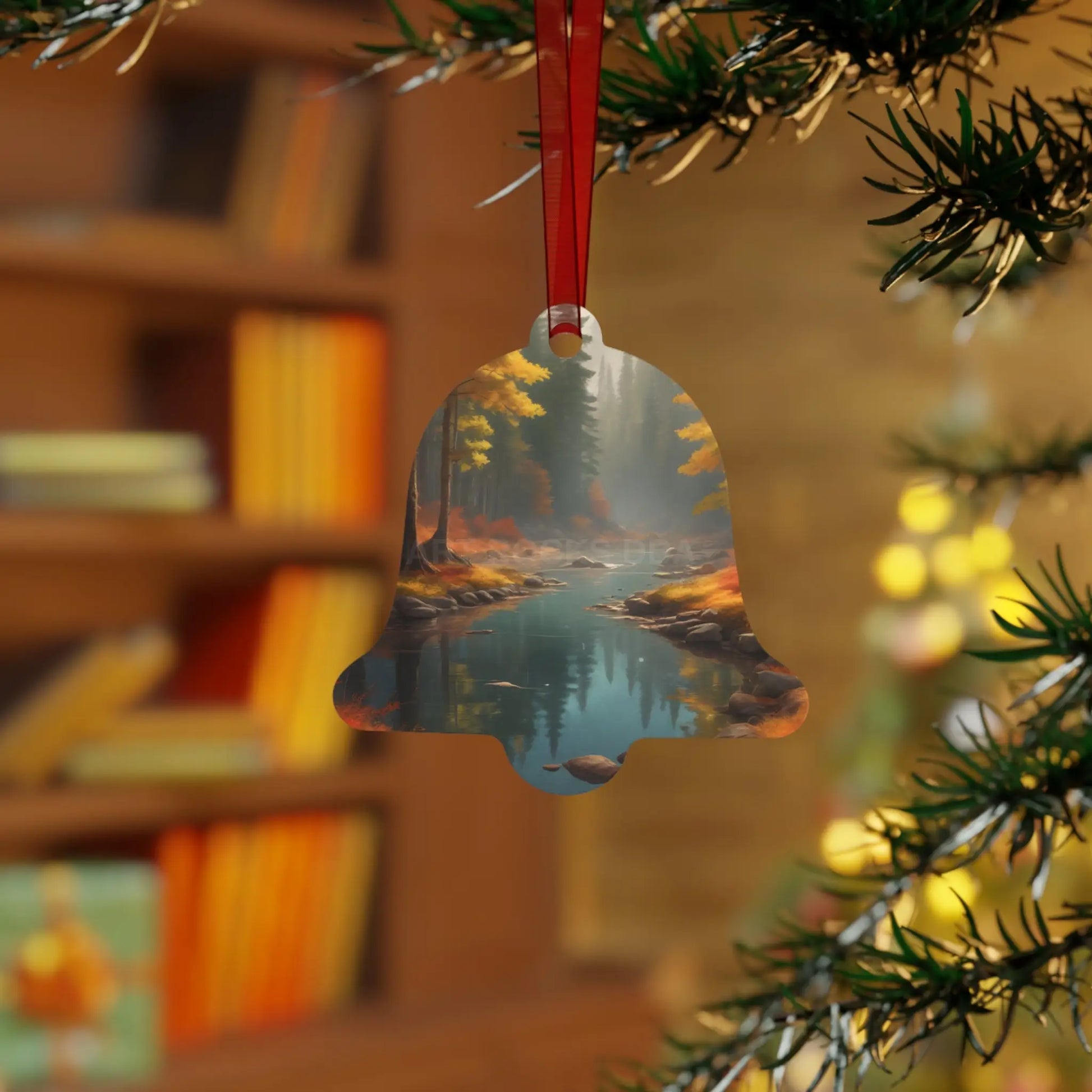 Autumn Forest River Metal Ornament — Nature Holiday Decoration - Bell / One Size - Home Decor
