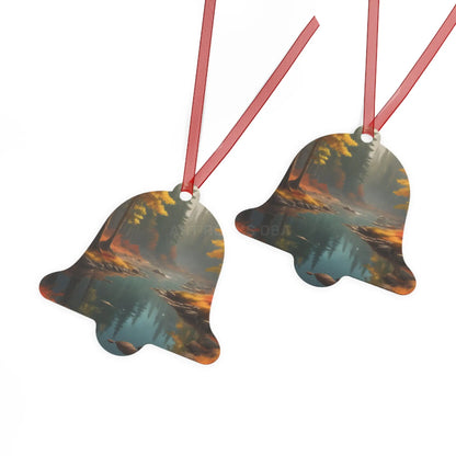 Autumn Forest River Metal Ornament — Nature Holiday Decoration - Home Decor