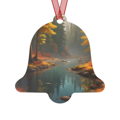 Autumn Forest River Metal Ornament — Nature Holiday Decoration - Home Decor