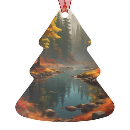 Autumn Forest River Metal Ornament — Nature Holiday Decoration - Tree / One Size - Home Decor