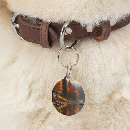 Autumn Forest River Pet Tag — Fall Landscape Dog & Cat ID Charm - 1’’ - Pets