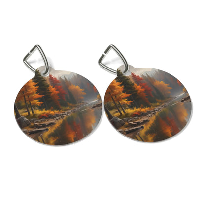 Autumn Forest River Pet Tag — Fall Landscape Dog & Cat ID Charm - 1’’ - Pets