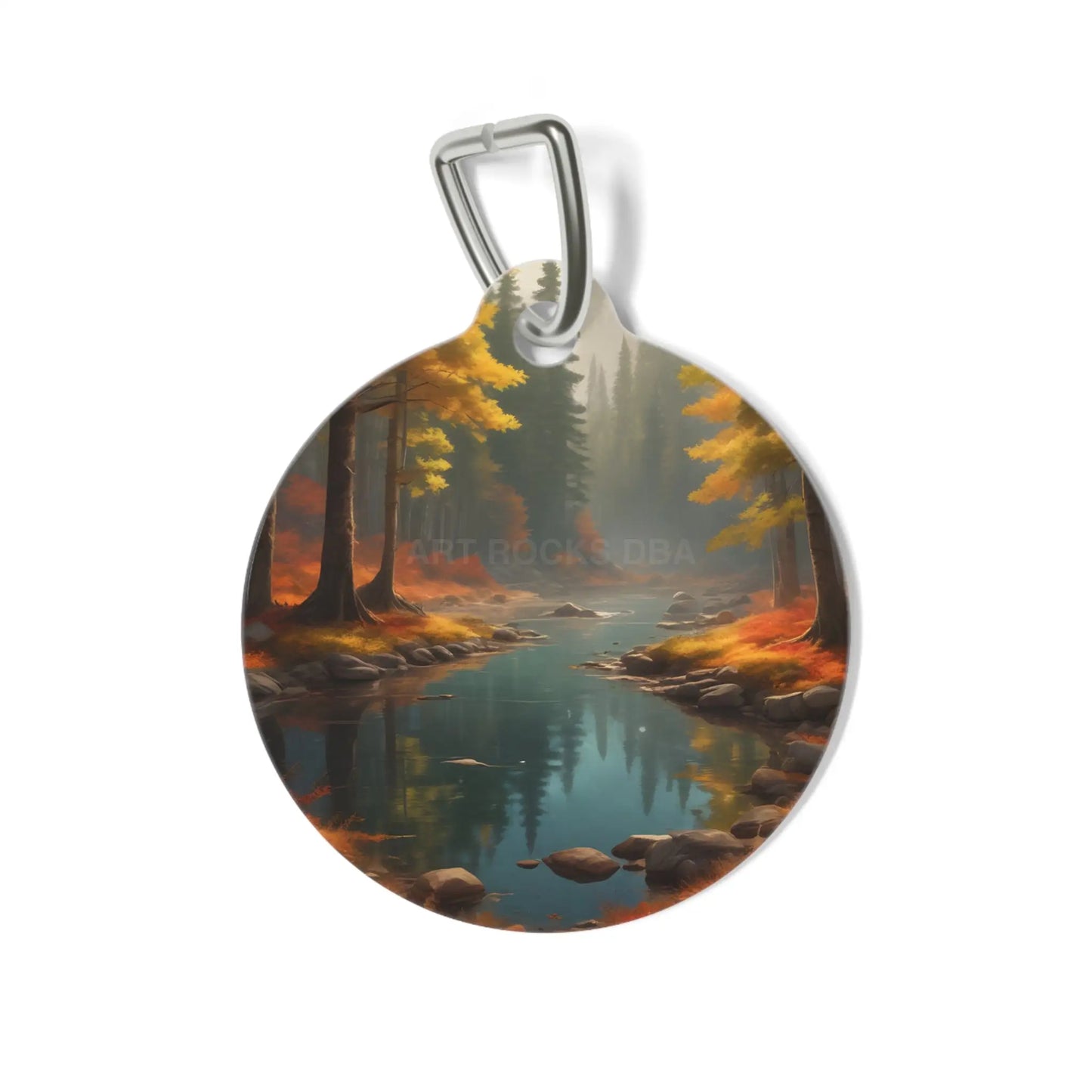 Autumn Forest River Pet Tag — Scenic Fall Landscape Dog ID Tag - 1’’ - Pets