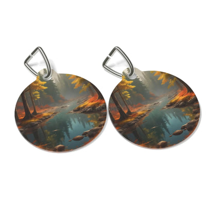 Autumn Forest River Pet Tag — Scenic Fall Landscape Dog ID Tag - 1’’ - Pets