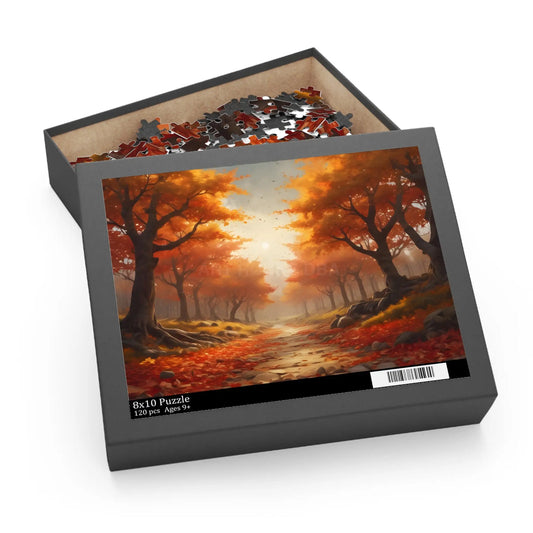 Autumn Forest Scenic Path Jigsaw Puzzle — 120/252/500-Piece - 10’’ × 8’’ (120 pcs) - Puzzle