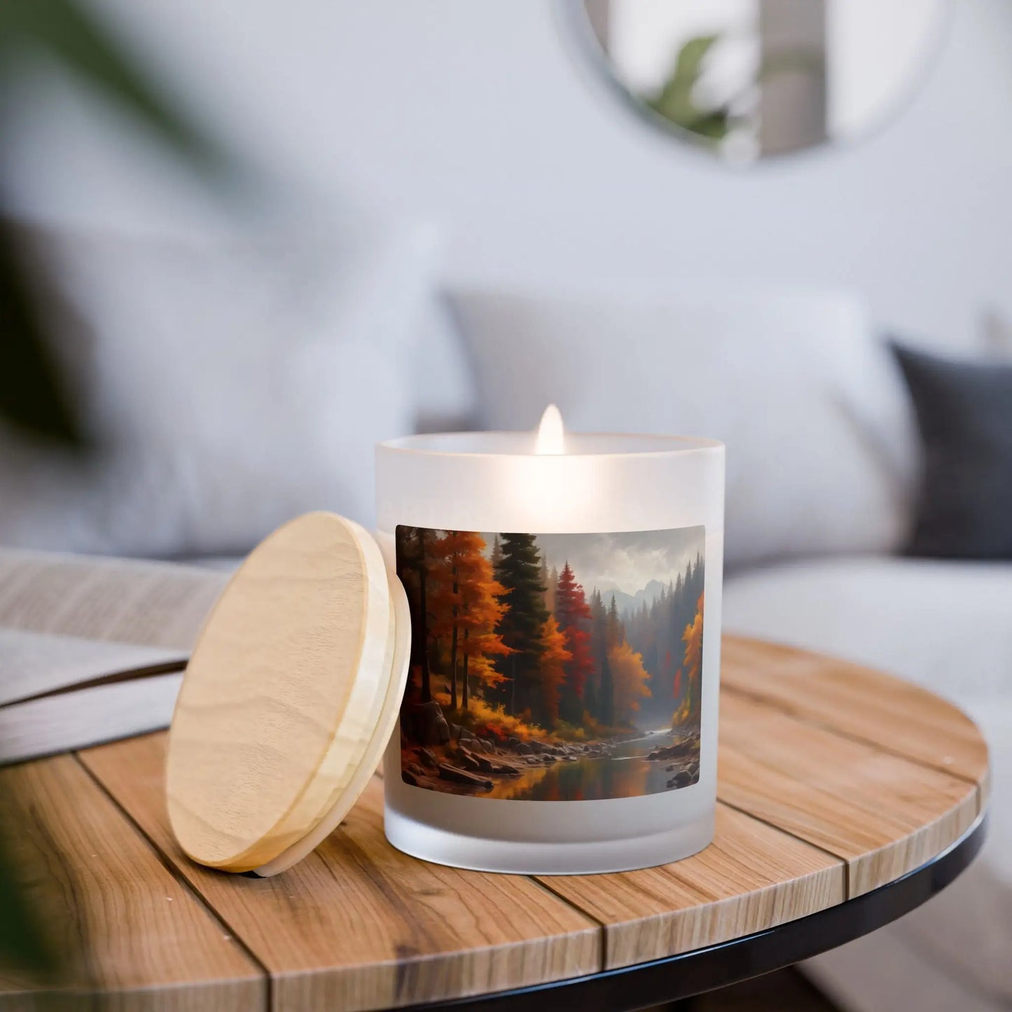 Autumn Forest Scented Candle — 11oz Frosted Glass with Woodland Scenery - Vanilla / 11oz - Home Decor