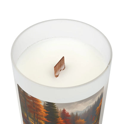 Autumn Forest Scented Candle — 11oz Frosted Glass with Woodland Scenery - Home Decor