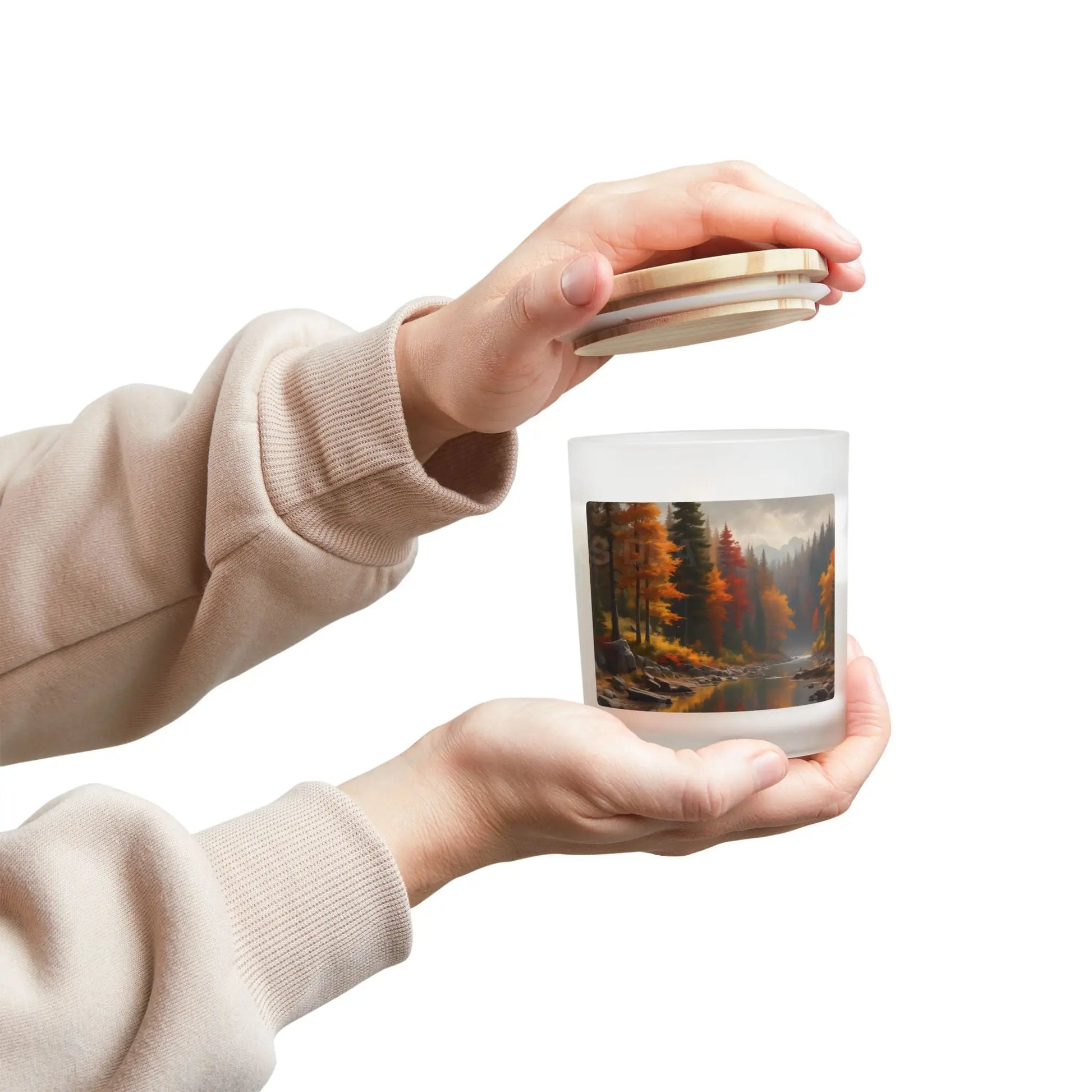 Autumn Forest Scented Candle — 11oz Frosted Glass with Woodland Scenery - Home Decor