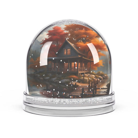 Autumn Lake Cabin Snow Globe — Cozy Fall Home Décor Gift - 3.5’’ × 3.4’’ - Home Decor