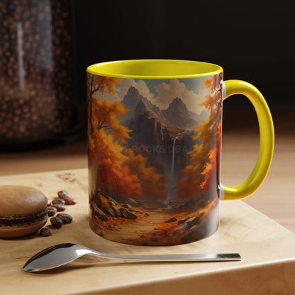 Autumn Mountain Coffee Mug — Scenic Fall Landscape Accent Mug (11/15oz) - Mug