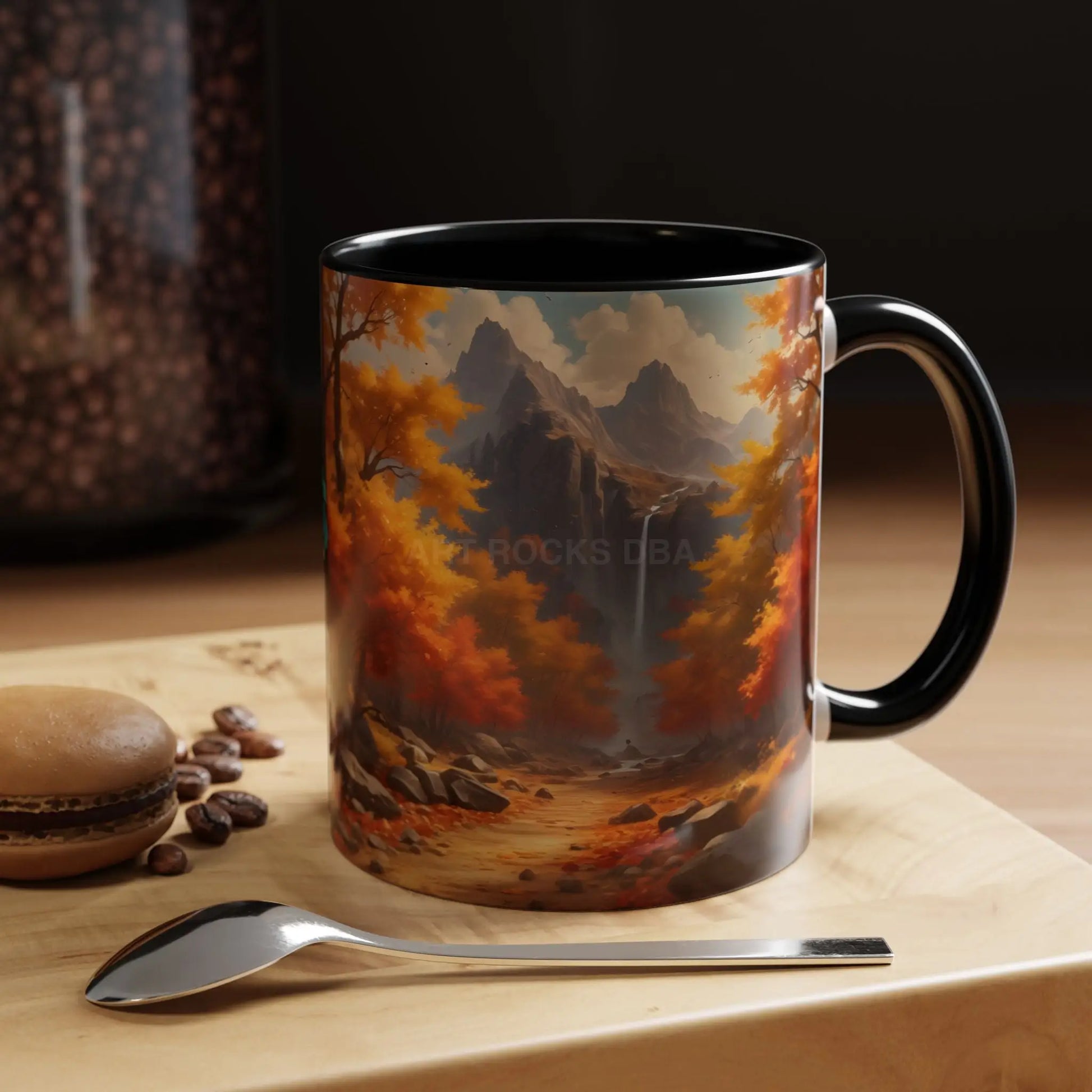 Autumn Mountain Coffee Mug — Scenic Fall Landscape Accent Mug (11/15oz) - 11oz / Black - Mug