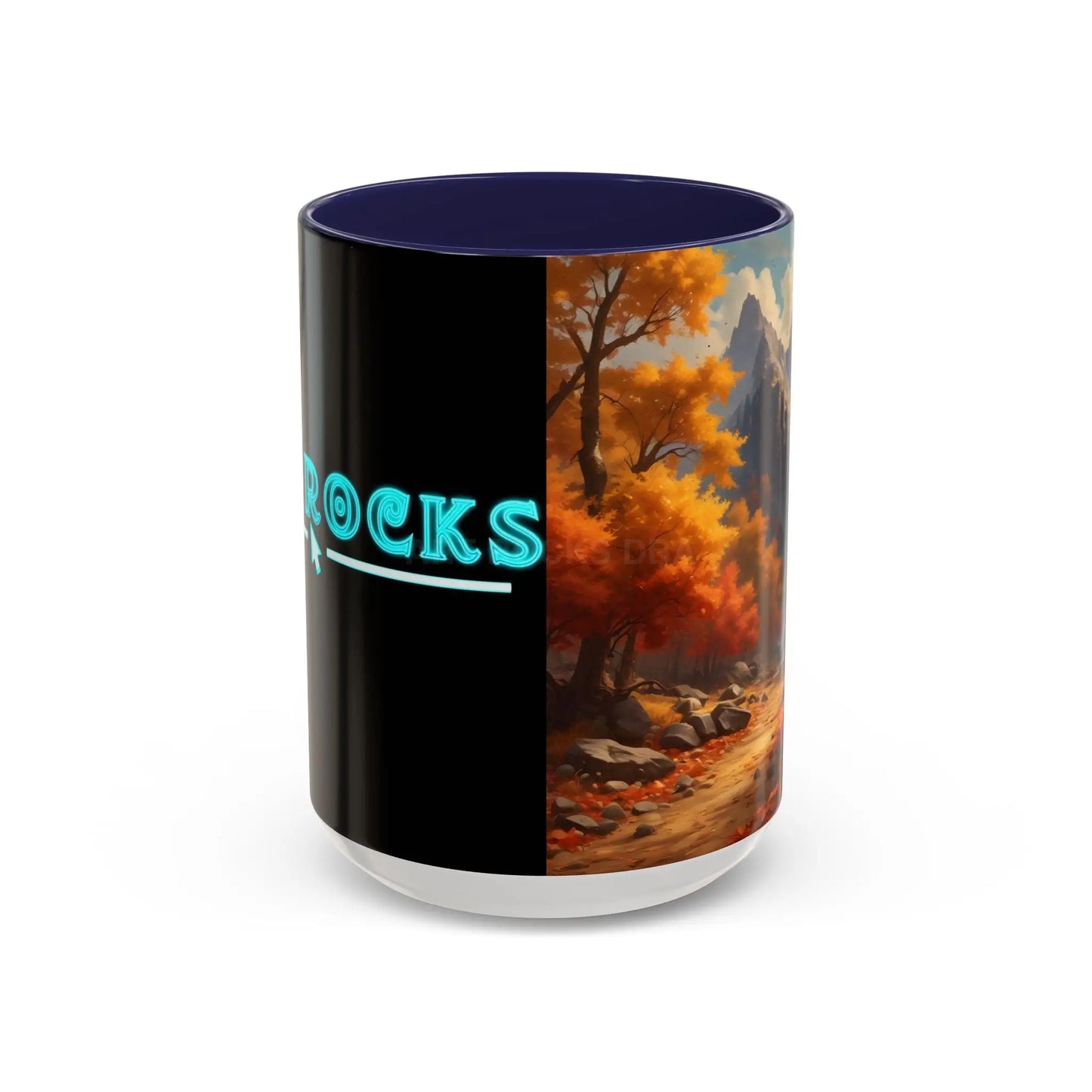Autumn Mountain Coffee Mug — Scenic Fall Landscape Accent Mug (11/15oz) - 15oz / Navy - Mug