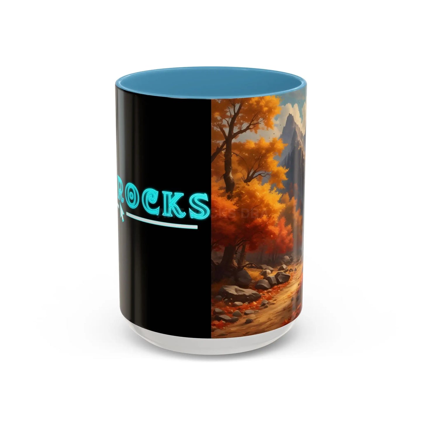 Autumn Mountain Coffee Mug — Scenic Fall Landscape Accent Mug (11/15oz) - 15oz / Light Blue - Mug