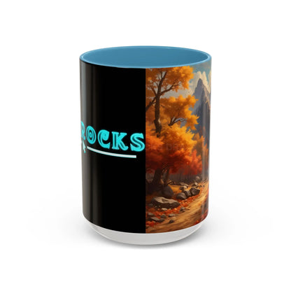 Autumn Mountain Coffee Mug — Scenic Fall Landscape Accent Mug (11/15oz) - 15oz / Light Blue - Mug