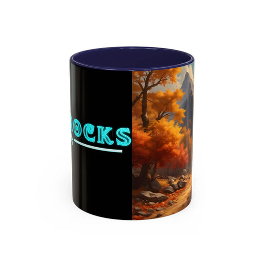 Autumn Mountain Coffee Mug — Scenic Fall Landscape Accent Mug (11/15oz) - 11oz / Navy - Mug