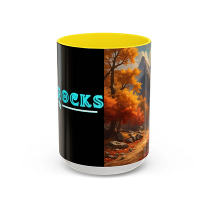 Autumn Mountain Coffee Mug — Scenic Fall Landscape Accent Mug (11/15oz) - 15oz / Yellow - Mug