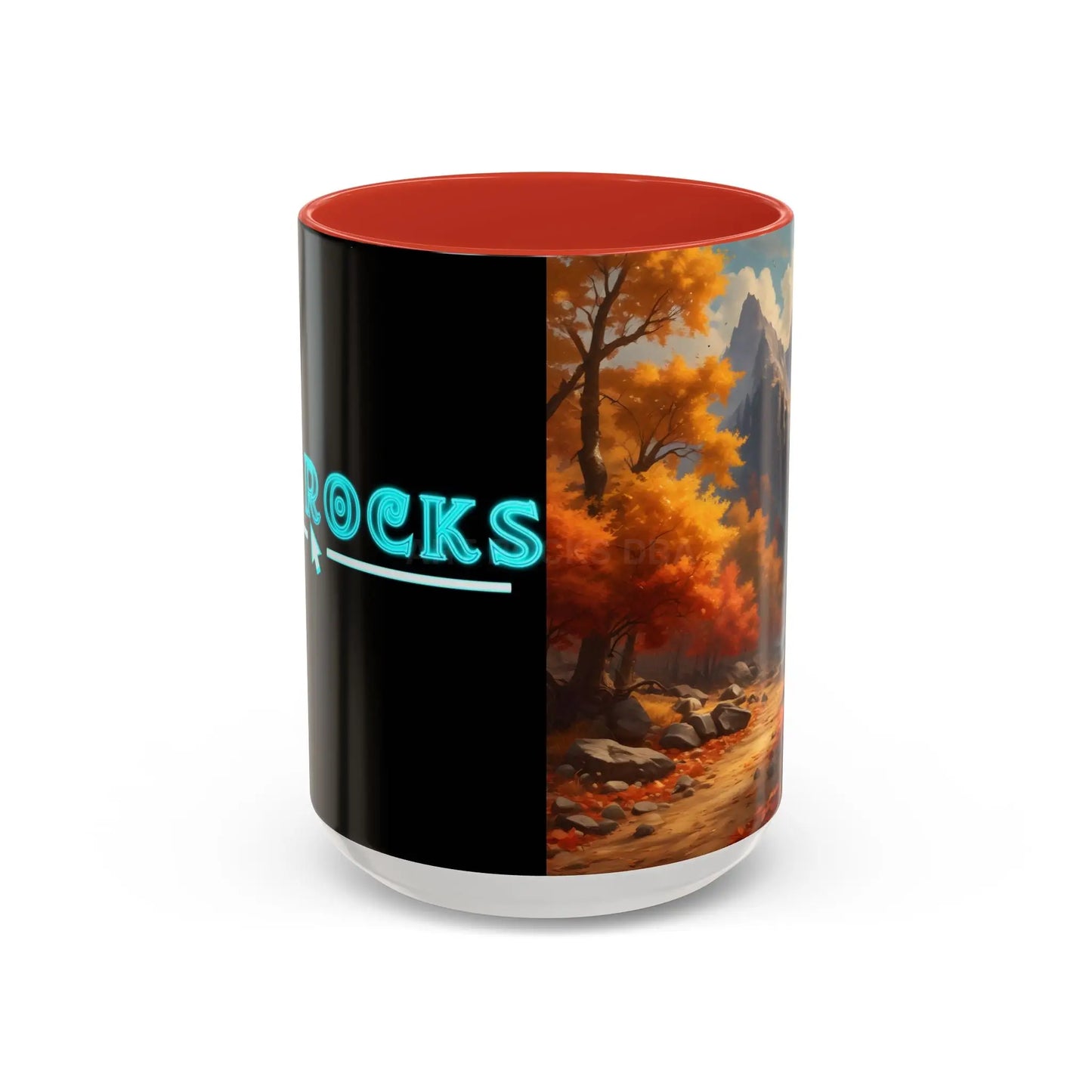 Autumn Mountain Coffee Mug — Scenic Fall Landscape Accent Mug (11/15oz) - 15oz / Red - Mug