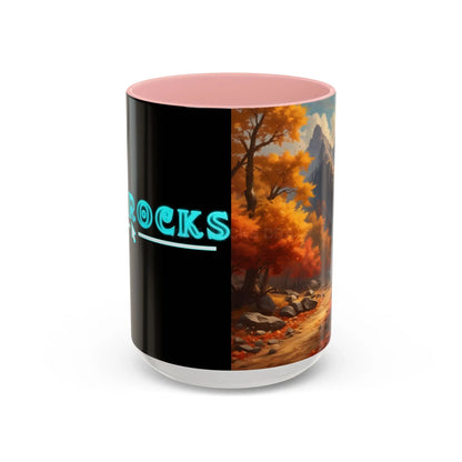 Autumn Mountain Coffee Mug — Scenic Fall Landscape Accent Mug (11/15oz) - 15oz / Pink - Mug