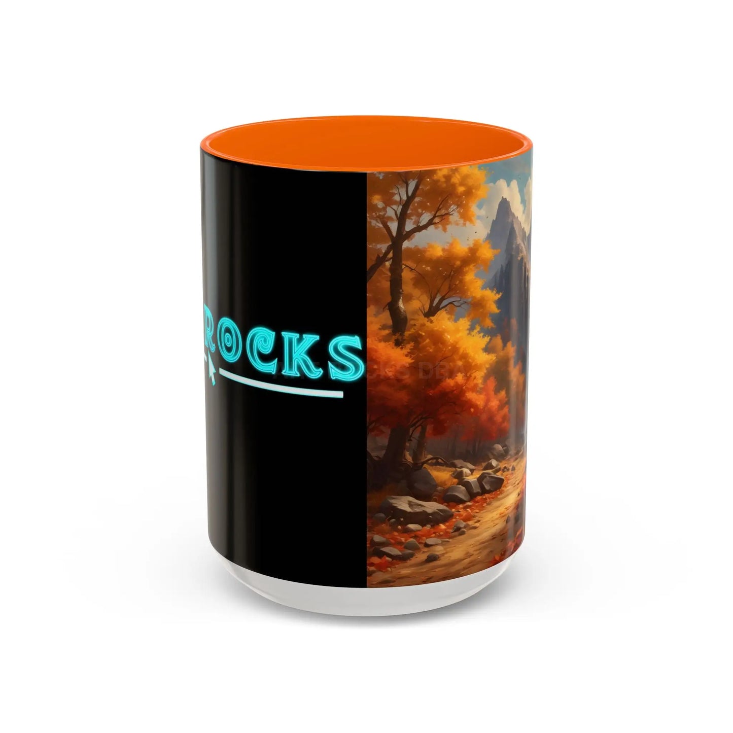Autumn Mountain Coffee Mug — Scenic Fall Landscape Accent Mug (11/15oz) - 15oz / Orange - Mug