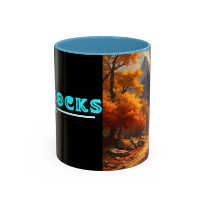 Autumn Mountain Coffee Mug — Scenic Fall Landscape Accent Mug (11/15oz) - 11oz / Light Blue - Mug