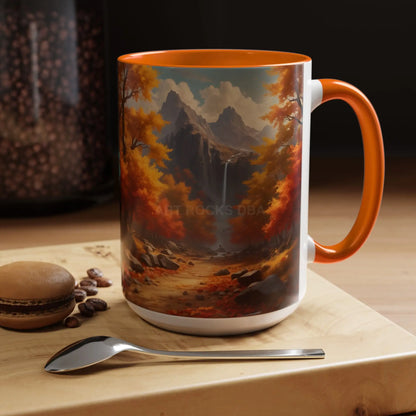 Autumn Mountain Coffee Mug — Scenic Fall Landscape Accent Mug (11/15oz) - Mug